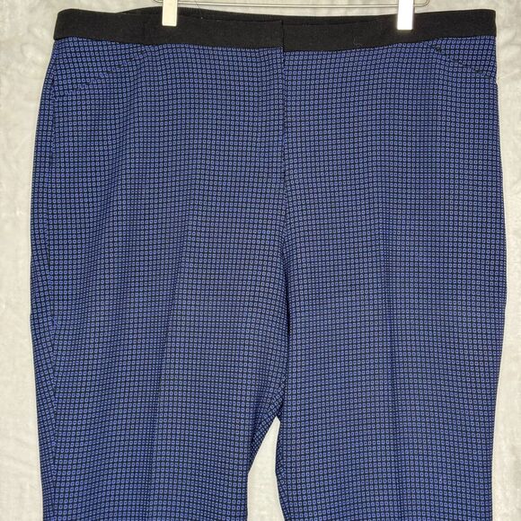 Chicos Slim Leg Pant Womens XL Blue Black Geometric Twill Flat Front Pockets - Picture 3 of 8